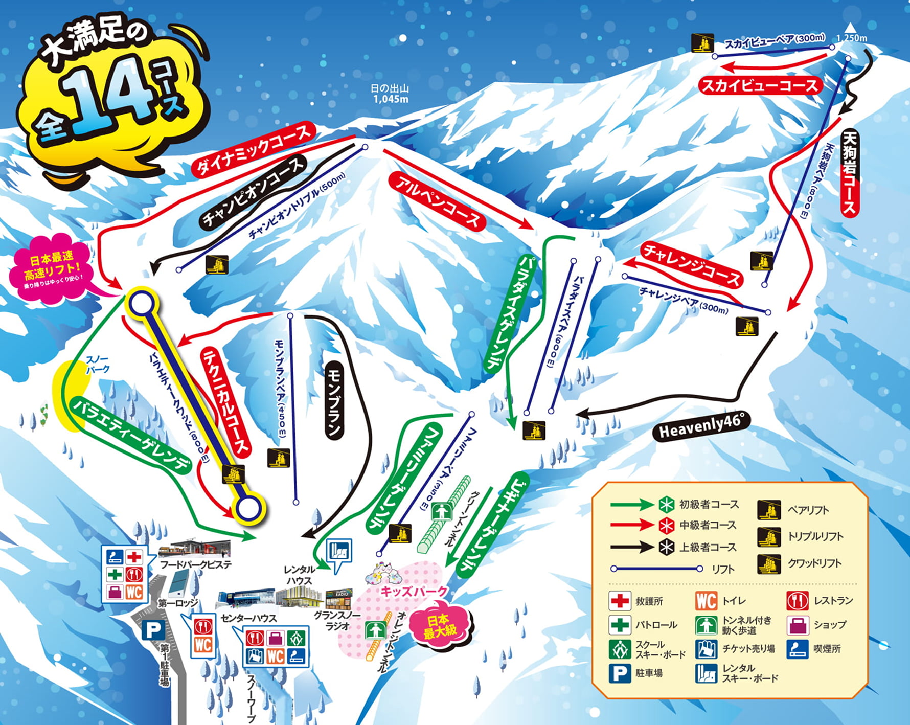 大満足全14コースのマップイラスト